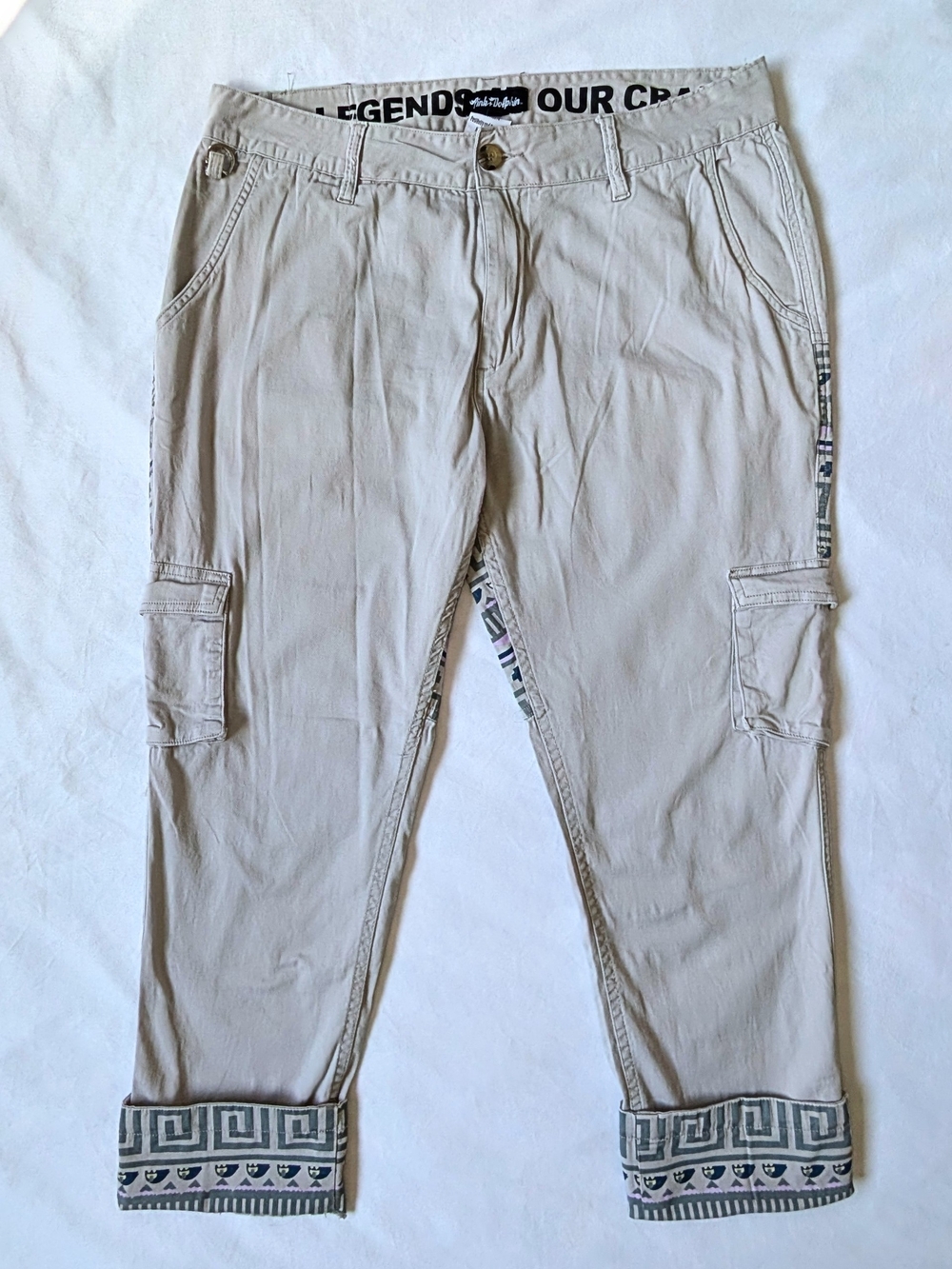 Mens Pink Dolphin Tribal Cargo Pants Size 36 Y2K Streetwear